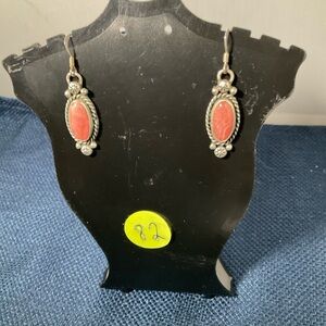 Handcrafted M Ortiz signed Sterling Silver Rose Quartz Dangle Earrings
